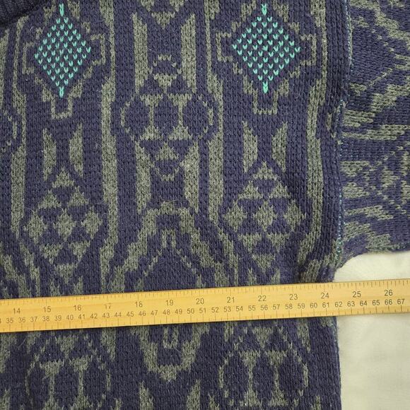 Vintage Grandpa Cardigan Sweater Zip Cosby Wool Blend Itailian Geometric XL - Picture 10 of 11